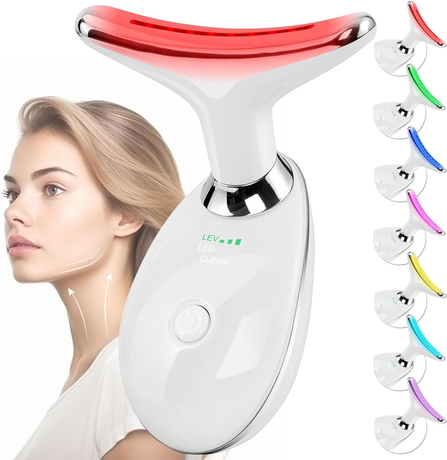 Gesichtsmassagegerät Gegen Falten,Gesicht Schönheit Gerät mit 3 Modi,45℃ V Face Beauty Meter Gesichtsgerät für Hautstraffung & Lifting EMS Gesichtsmassage für Damen Herren V Shape Face Gerät (weiß)