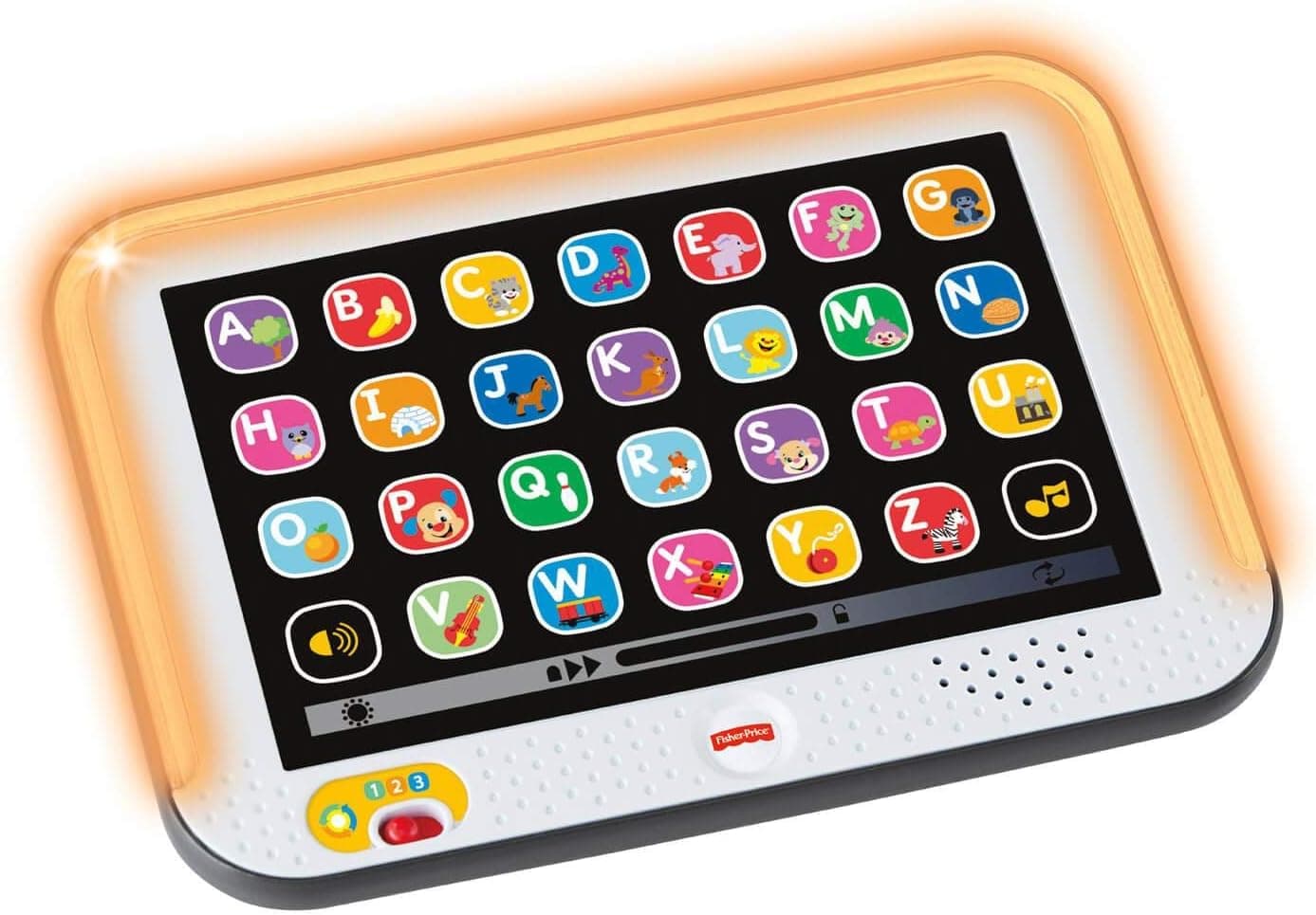 Fisher-Price Ríe y Aprende Mi primera tablet, juguete electrónico educativo con luces y sonidos para bebé +1 año, Versión: Francés, CDG56