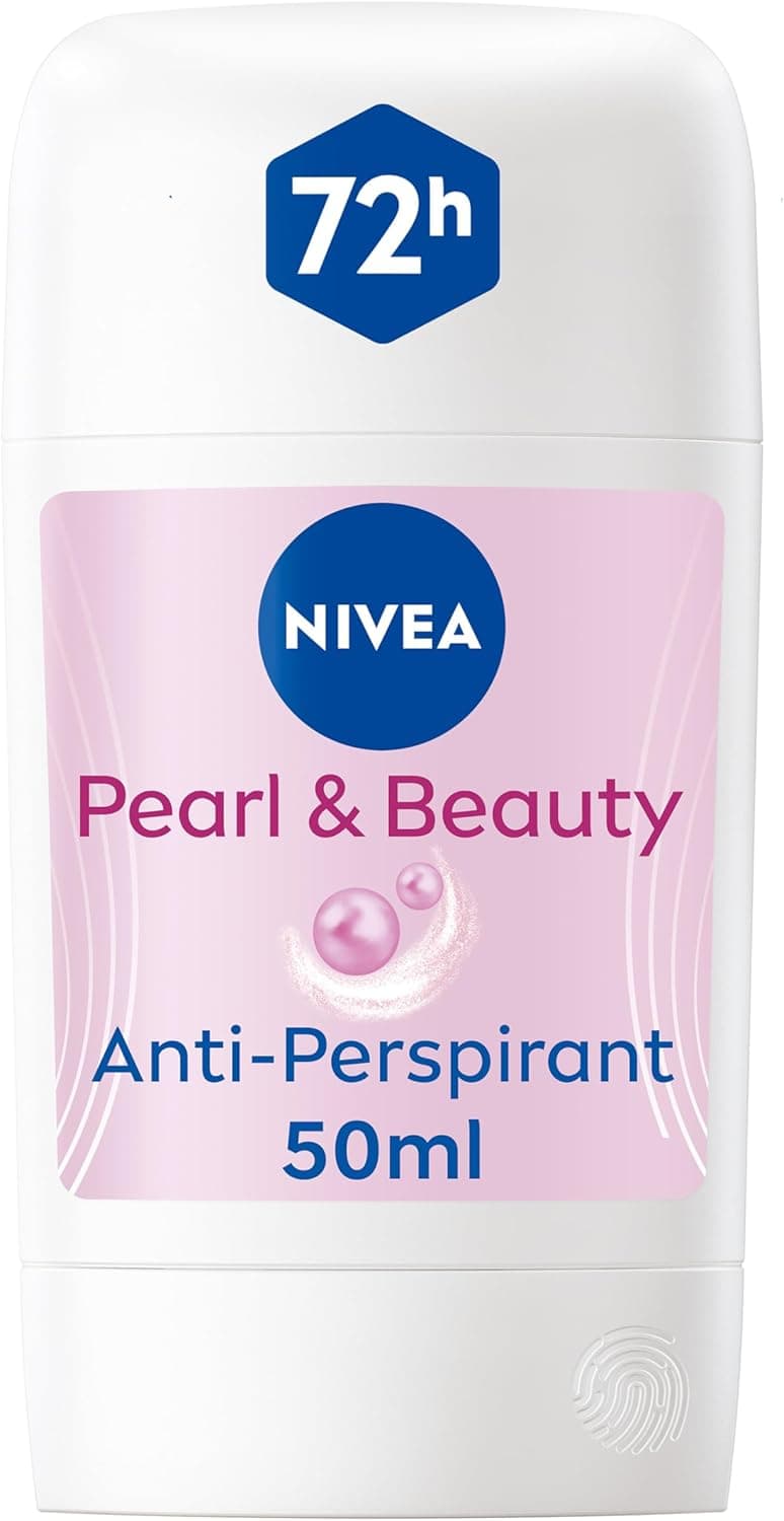 NIVEA Pearl & Beauty Anti-Perspirant Deodorant Stick (50ml, Pack of 1), Women's Deodorant Stick with 72H Sweat and Odour Protection, Anti-Perspirant for Women with Pearl Extracts