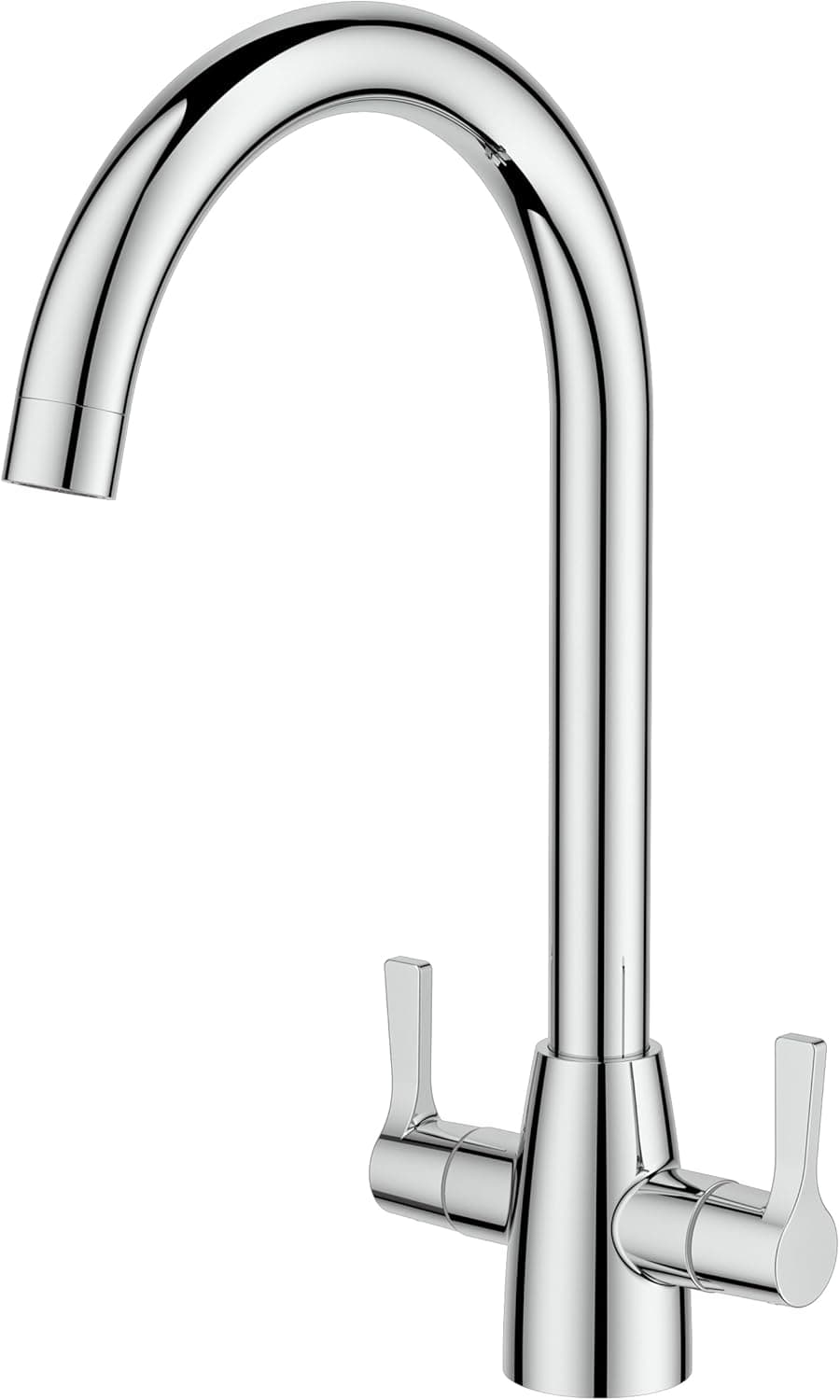 FORIOUS Kitchen Mixer Tap, Monobloc Kitchen Sink Taps 1 Hole with Dual Lever 360 Swivel, Suitable for Home Kitchens, RVs, Camping, Polished Chrome