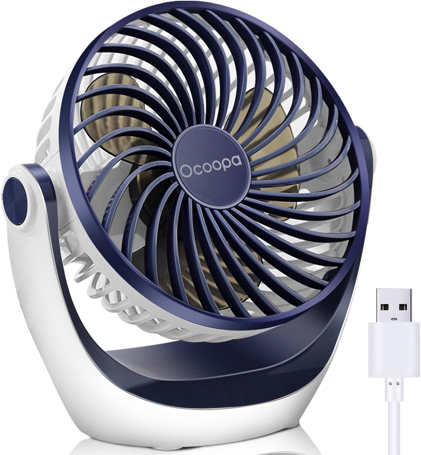 OCOOPA USB Desk Table Fan with Strong Airflow & Quiet Operation, Portable Cooling Fan Speed Adjustable 360°Rotatable Head for Home Office Bedroom Table and Desktop