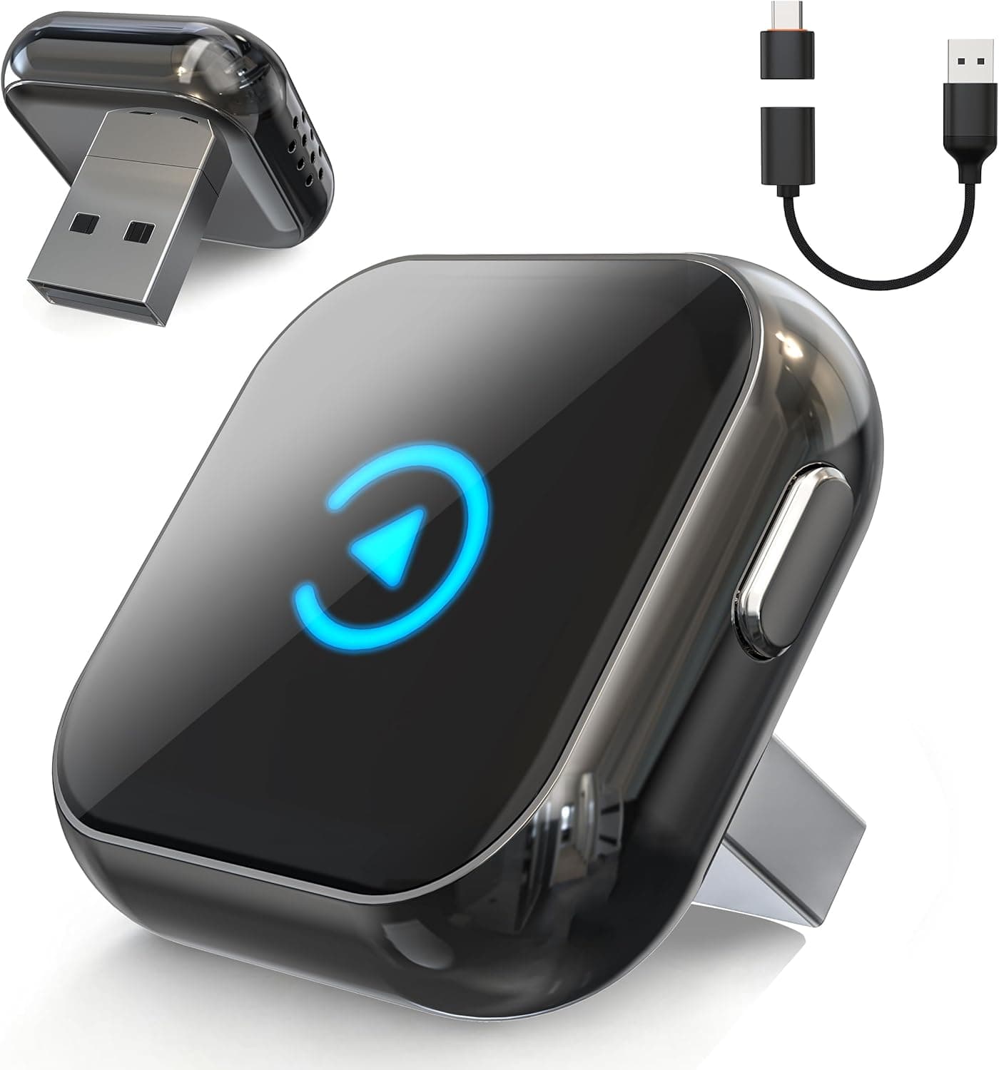 2026 Verbesserter 2-in-1 CarPlay Wireless Adapter mit Instant 2-Phone Switch für Apple CarPlay/Android Auto,Plug & Play, Bluetooth 5.3 und Wi-Fi 6, verzögerungsfrei, automatische Verbindung
