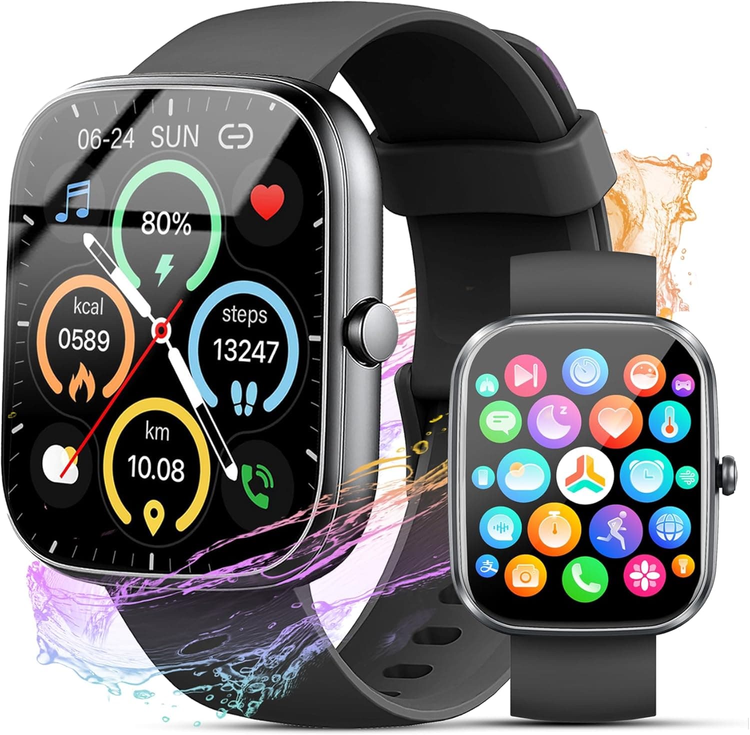Smartwatch Herren Damen,1.96" HD Smartwatch Damen mit Telefonfunktion,Smart Watch Fitnessuhr 100+ Sportmodi, IP68 Wasserdicht, Sportuhr mit Herzfrequenz Schlafmonitor Schrittzähler, für Android iOS