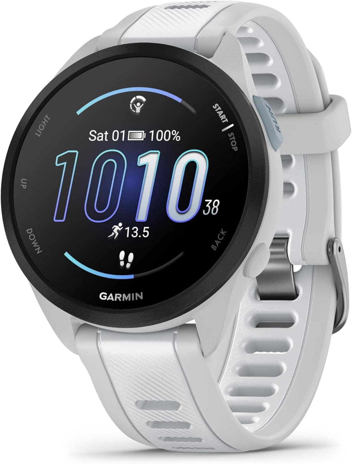 Garmin Forerunner 165, Smartwatch per la corsa, 43mm, GPS, Cardio, VO2max, Report mattutino, HRV Status, Piani gratuiti 5K, 10K e 21K, Training Readiness, GarminPay, Mist Grey & Whitestone