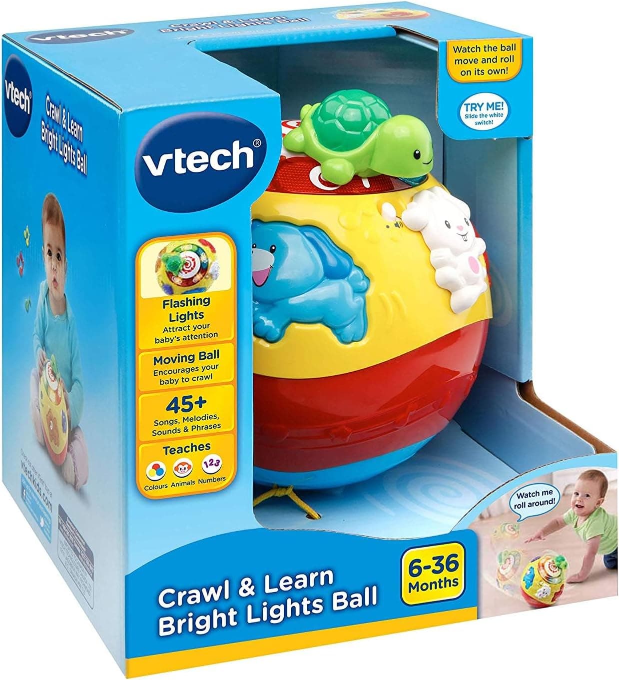 VTech Crawl & Learn Baby Activity Ball, Baby Play Centre, Educational Baby Musical Toy, Sound Toy With Lights, Numbers & Music Babies & Toddlers 6 Months+, Boys & Girls, English Version