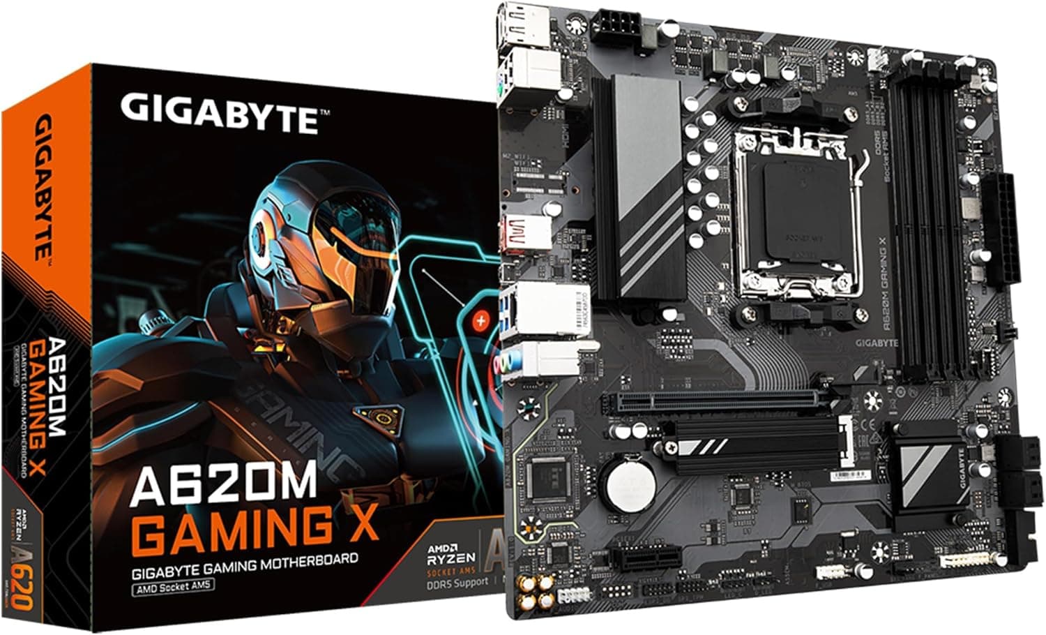 GIGABYTE A620M GAMING X Scheda Madre - Supporta CPU AMD Ryzen 8000, 8+2+1 Fasi VRM Digitale, fino a 8000MHz DDR5 (OC), 1xPCIe 4.0 M.2, GbE LAN, USB 3.2 Gen 2