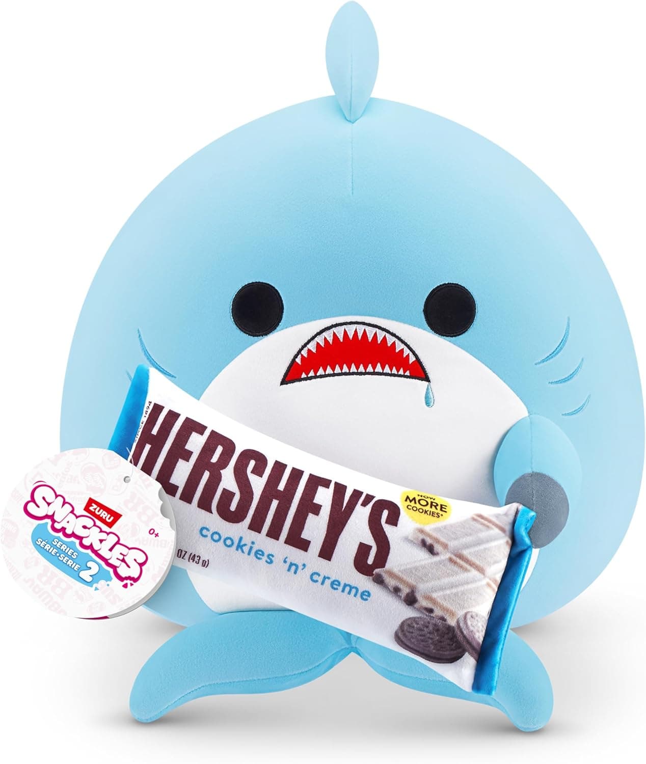 Snackle Serie 2 Snackle da 20 cm di ZURU, peluche batuffoloso, Shark (Hershey, Cookie n Cream)