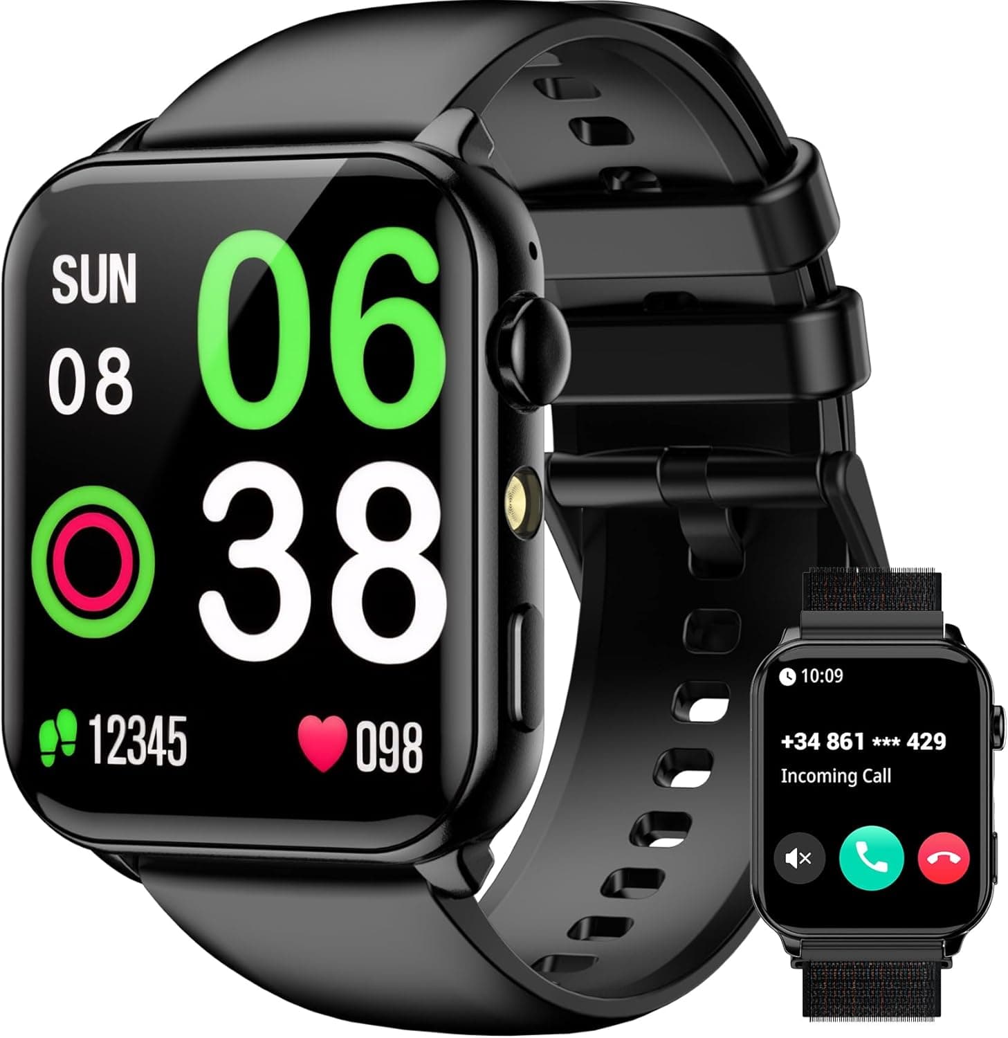Smart Watches for Men, 1.91" AMOLED Men's Fitness Watch with 2026 Upgrade LED Flashligh, 7-Day Battery, IP68 Waterproof, 24/7 Heart Rate/Sleep Monitor, 120+ Workout Modes for Android iPhone(2 Bands)