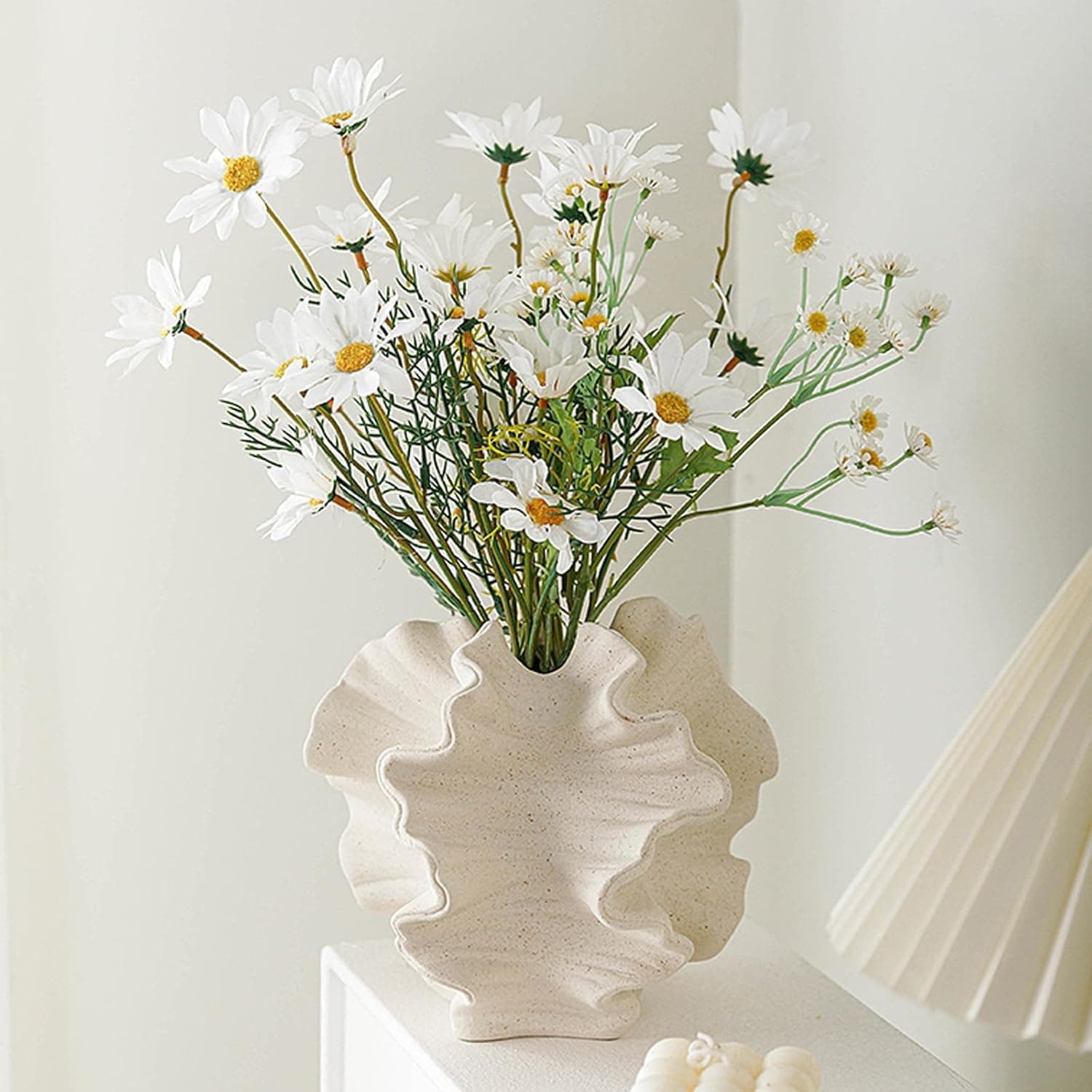 Ceramic Vase, SUKIYPO Beige Modern Vases for Nordic, Vase Decoration, Aesthetic Boho Flower Vase for Home, Living Room, Office, Farmhouse, Coffee Table Decoration