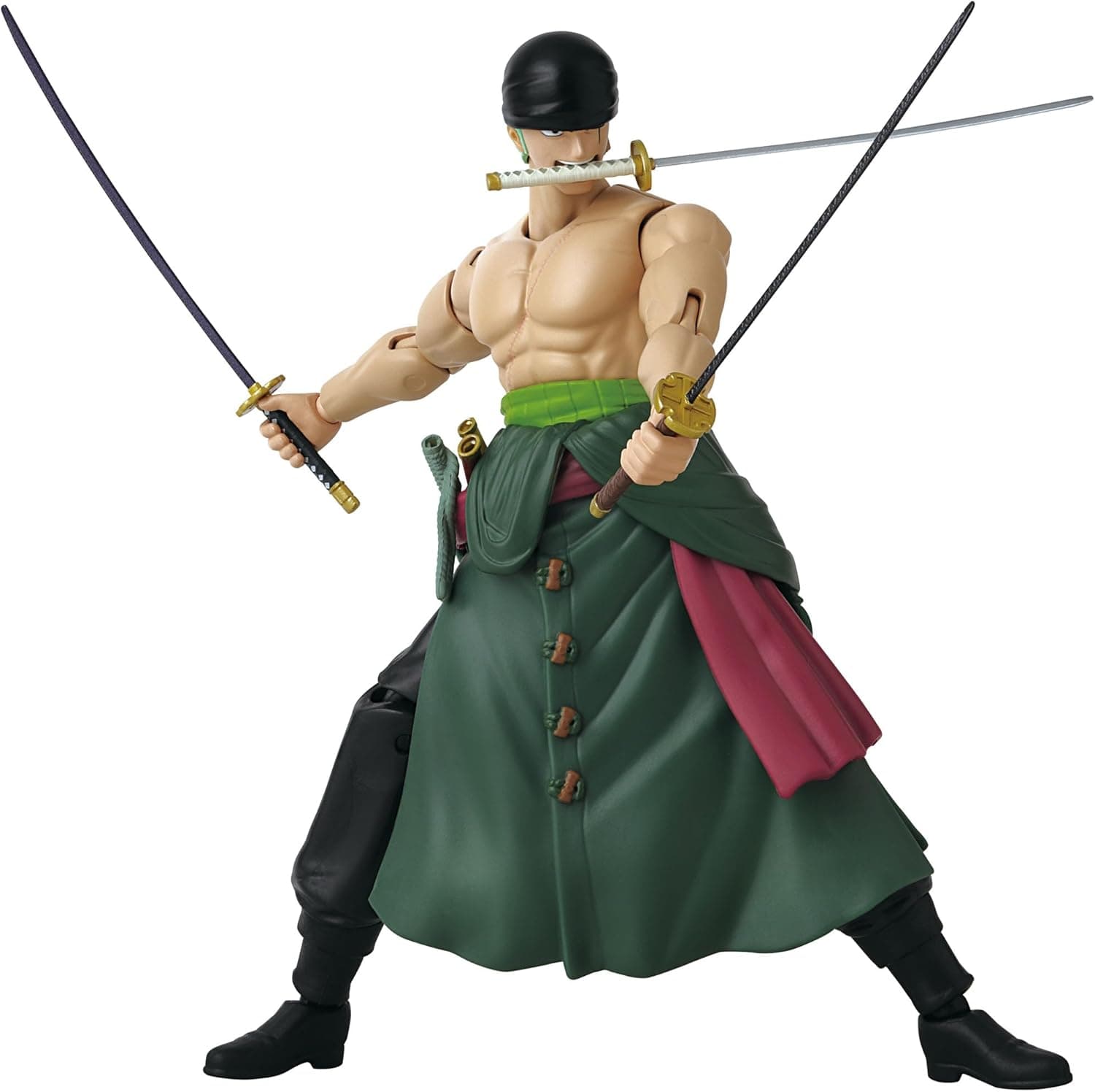 Bandai - Anime Heroes - Action Figure One Piece - Roronoa Zoro 17 cm Three Sword Style - Licencia Oficial One Piece - Figura de acción articulada Zoro 3 Espadas - Juguete para niños a partir de 4 años