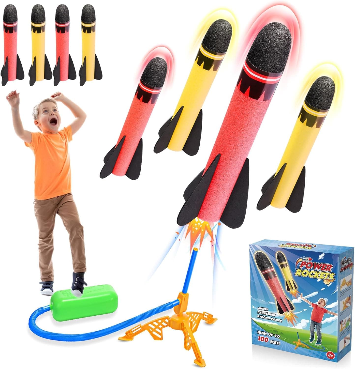 Kids Toys for 3-9 Years Old Boys, Garden Games 3-9 Years Old Boys Girls Gift Outdoor Toy Kids Garden Toys Age 3-9 Years Old Boys Stomp Kites Rocket Toys Launcher for Kids Girls Birthday Presents