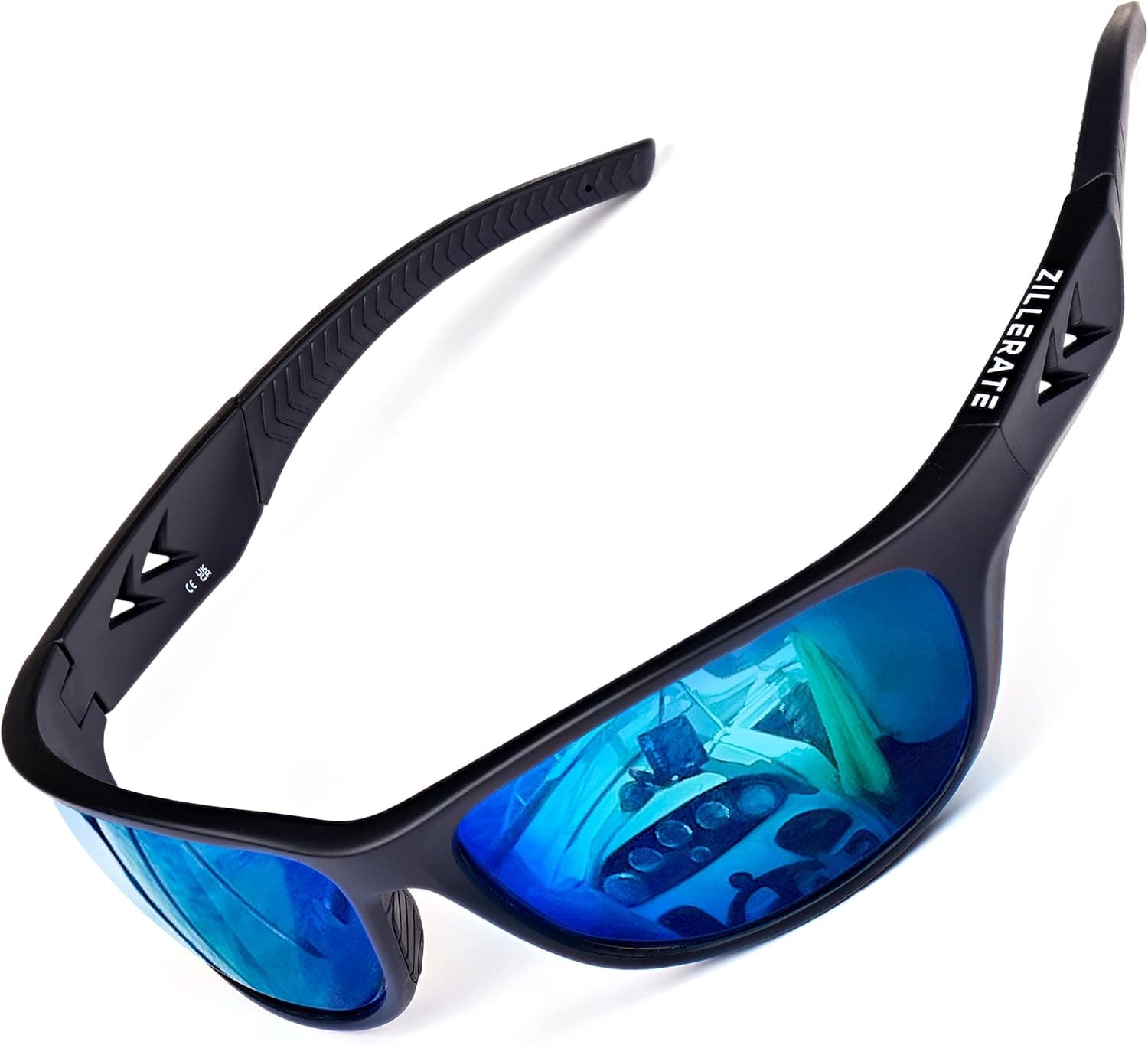 ZILLERATE Polarised Sports Sunglasses for Men & Women, Driving Cycling Golf Fishing Running Sailing Skiing, UV400 Protection, Wrap Around Lightweight Durable TR90 Frame, Accessories With Hard Case