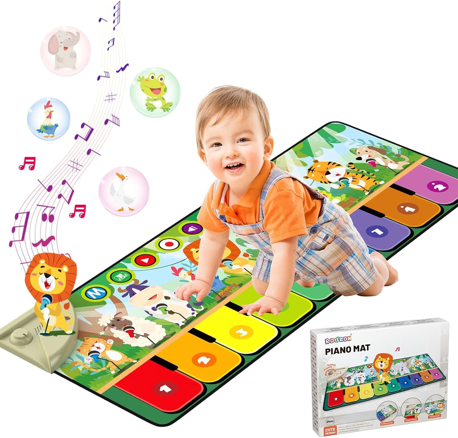 Rodzon 63301 Baby Spielzeug ab 1 Jahr, Musikmatte Kinder 19 Liedern 10 Tieren, Kinderspielzeug ab 1 2 3 Jahre Klaviermatte Geschenk Mädchen Junge Weihnachts Geburtstag