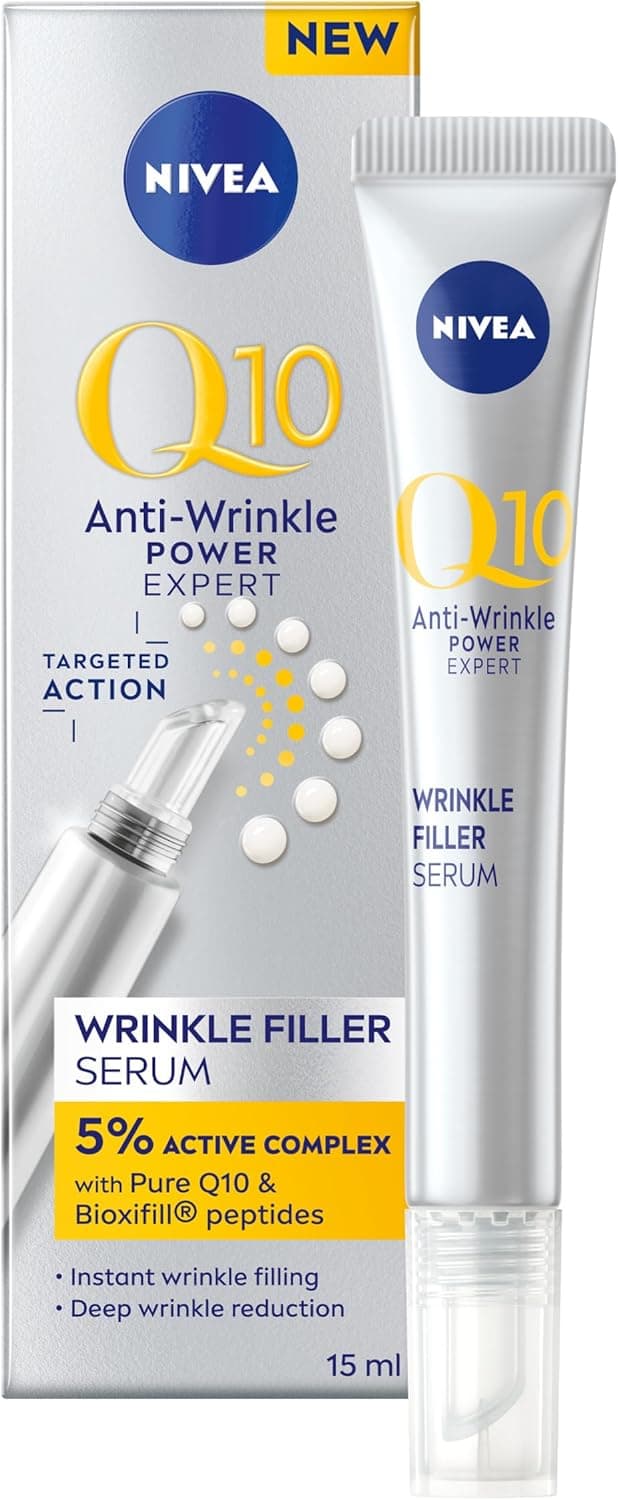 NIVEA Q10 Anti-Wrinkle Power Expert Wrinkle Filler Face Serum (15ml), Hydrating Serum with Pure Coenzyme Q10 and Peptides, Anti-Age Face Moisturiser Reduces Fine Lines and Wrinkles in 5 Minutes
