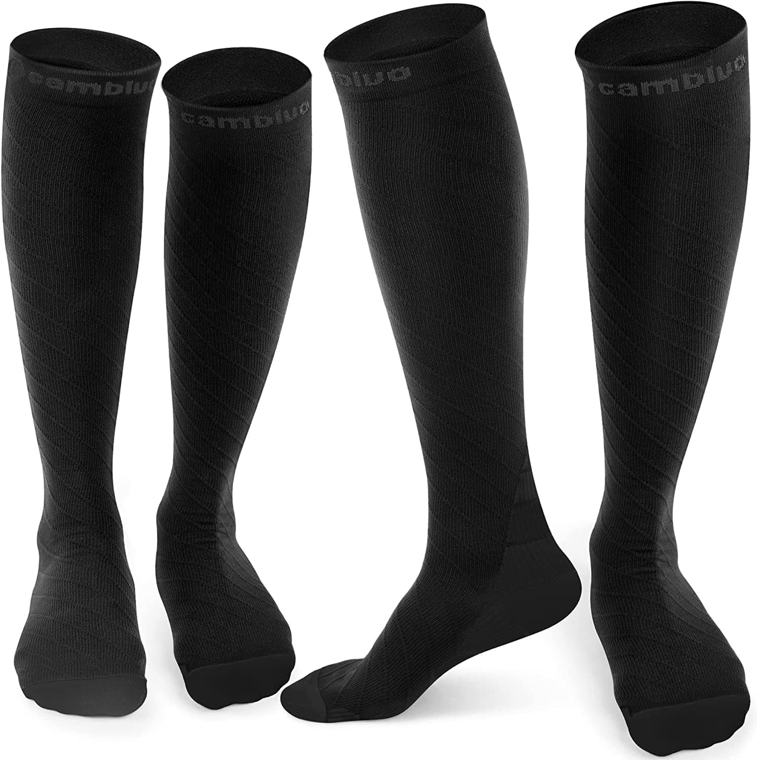 CAMBIVO 2 Paia Calze Compressione Graduata Donna e Uomo 20-30 mmHg, Calze Elastiche a Compressione Antiscivolo per Sport, Corsa, Recupero, Antitrombo, Vene Varicose, Viaggio in Aereo