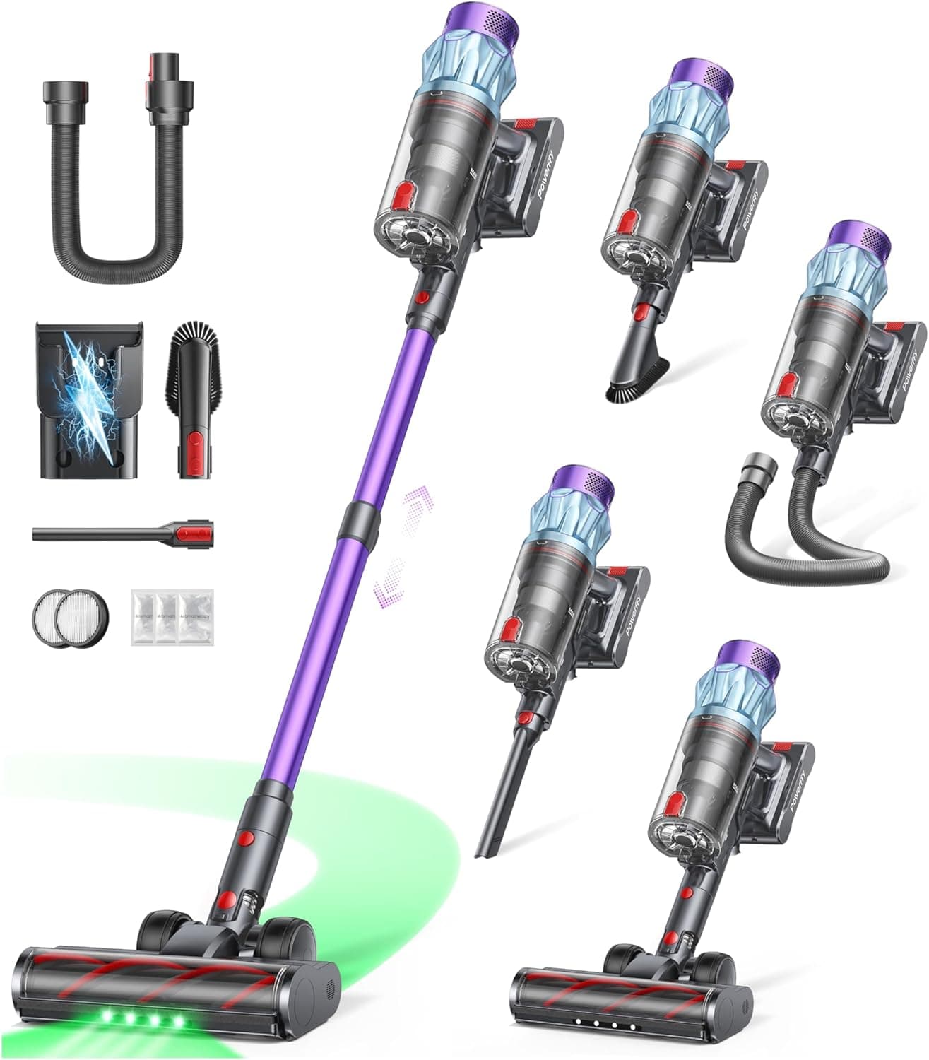 Cordless Vacuum Cleaner, 600W 50KPa Powerful Stick Vacuum for Home, 65 Mins Runtime with Internal Dust Scraper & Aromatherapy, Self-Standing Lightweight Vacuum for Pet Hair Carpet Hard Floor