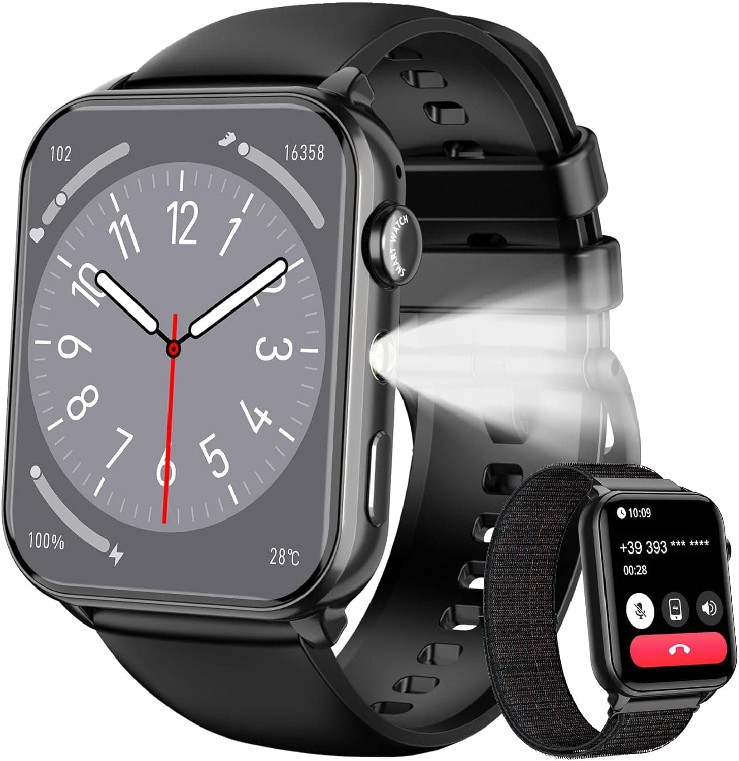 IOWODO Smartwatch Uomo Donna,Orologio Fitness con Chiamate,1.91" Smart Watch Monitor del SpO2/ Sonno,24H Cardiofrequenzimetro,100 modalità Sportive,Fitness Tracker per Android iOS