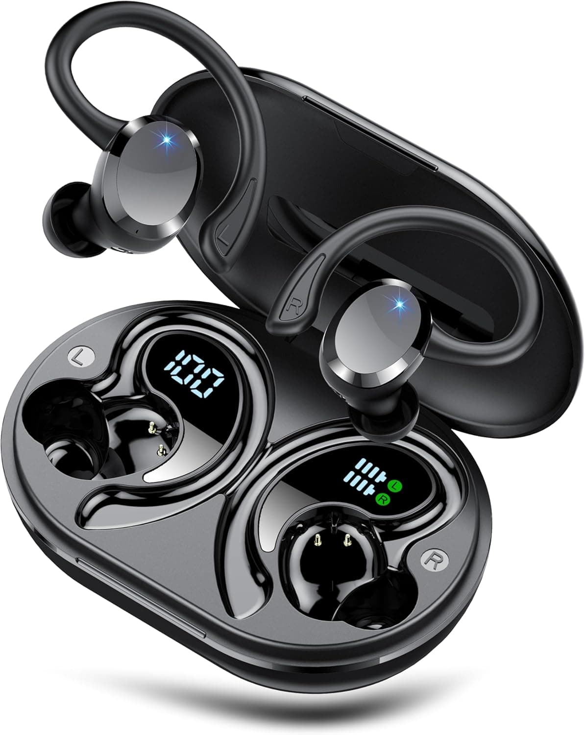 Cuffie Bluetooth Sport, 2026 Nuovo Auricolari Bluetooth 5.4 con Stereo Hi-Fi, 68 Ore Cuffie Wireless con 4 ENC Cancellazione Rumore Microfono, Impermeabile IP7 Cuffiette Wireless, Display LED