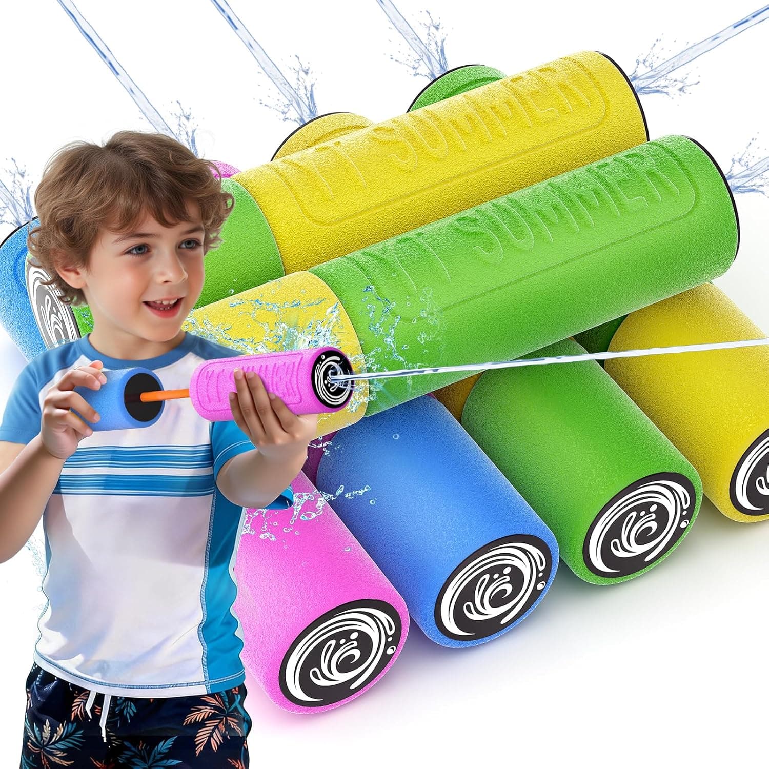 Water Guns for Kids Adults Toddler, High-Capacity Foam Squirt Gun Toy, Summer Fun Water Toys for Pool Outdoor Beach Games, Water Blaster for Ages 4-8 8-12 Boys Backyard Party Play (6.3" 6PCS)