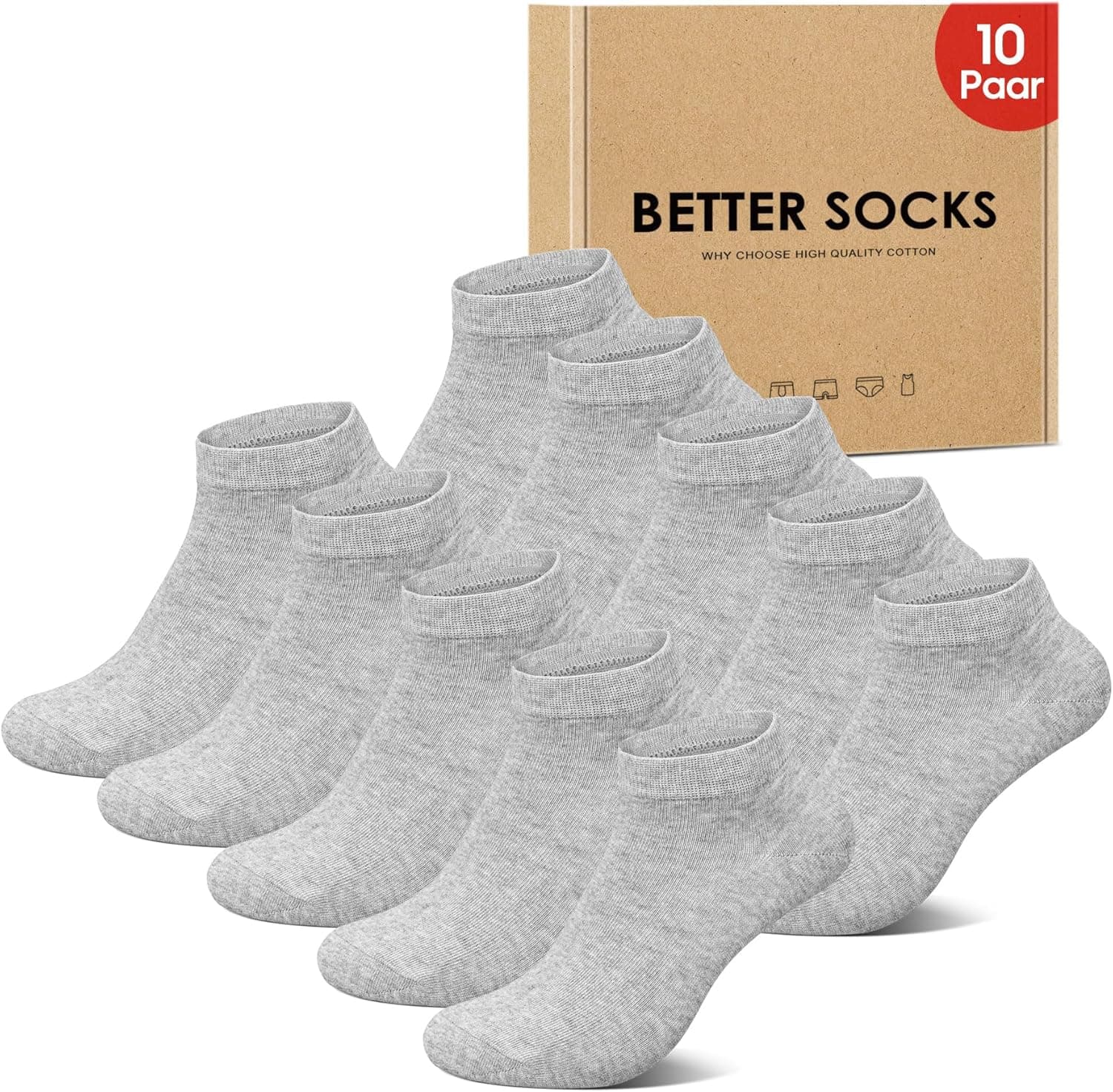 10 Paia Calze Uomo Corte Cotone Estivi Calzini Donna Corti Sportive Fantasmini Running Trekking Tennis Elastiche