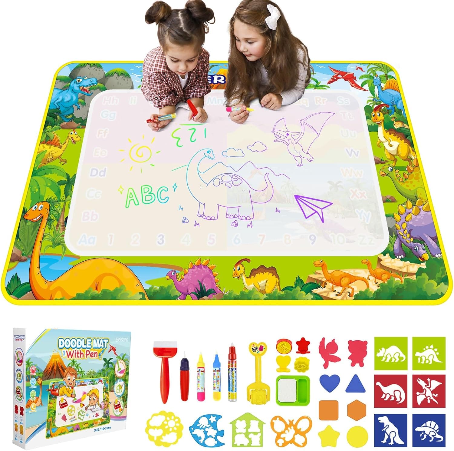 Cadeau Enfant 1-3 Ans - Tapis Dessin Eau 110 * 70cm, Jouet Bebe 1 2 3 Ans, Jouets Educatifs pour Enfants Coloriage Géant Tapis de Peinture Cadeau pour Garcons Filles