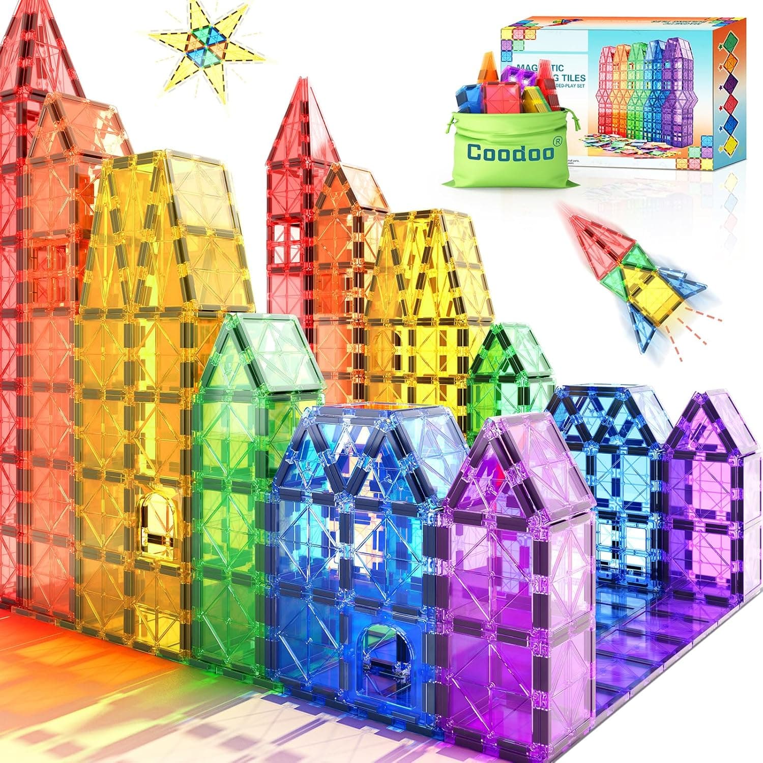 Magnetische Fliesen Kinderspielzeug STEM Magnet Spielzeug für Kleinkind Magnetische Blöcke Bauspielzeug Vorschule Lernen Sensorische Montessori Spielzeug für 3+ Jahre alte Jungen und Mädchen