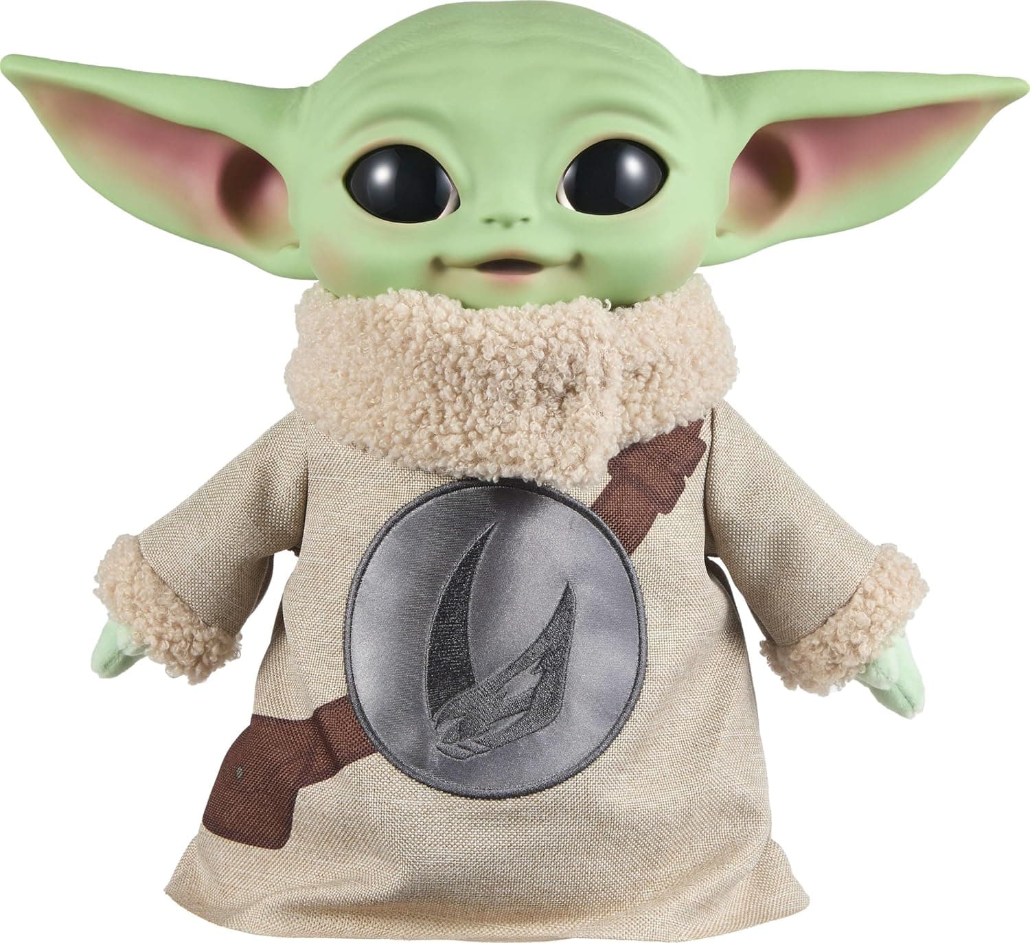 Mattel Star Wars The Mandalorian e Grogu - Grogu, peluche ispirato al film e alto 28 cm con testa in vinile e ricamo sul petto, corpo e mani morbide in tessuto, 3+ anni, JKN43