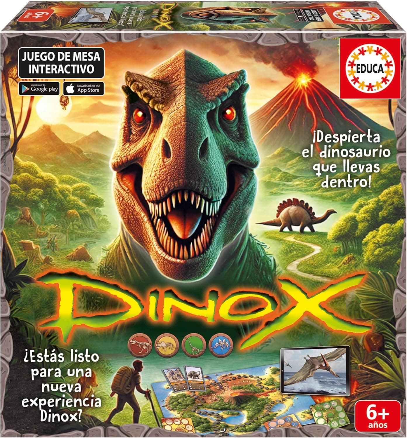 Educa - Dinox Juego de Mesa Interactivo Dinosaurios | Preguntas de Dinosaurios para niños Que despiertan la curiosidad | Juego Educativo de Dinosaurios | A Partir de 6 años (20379)