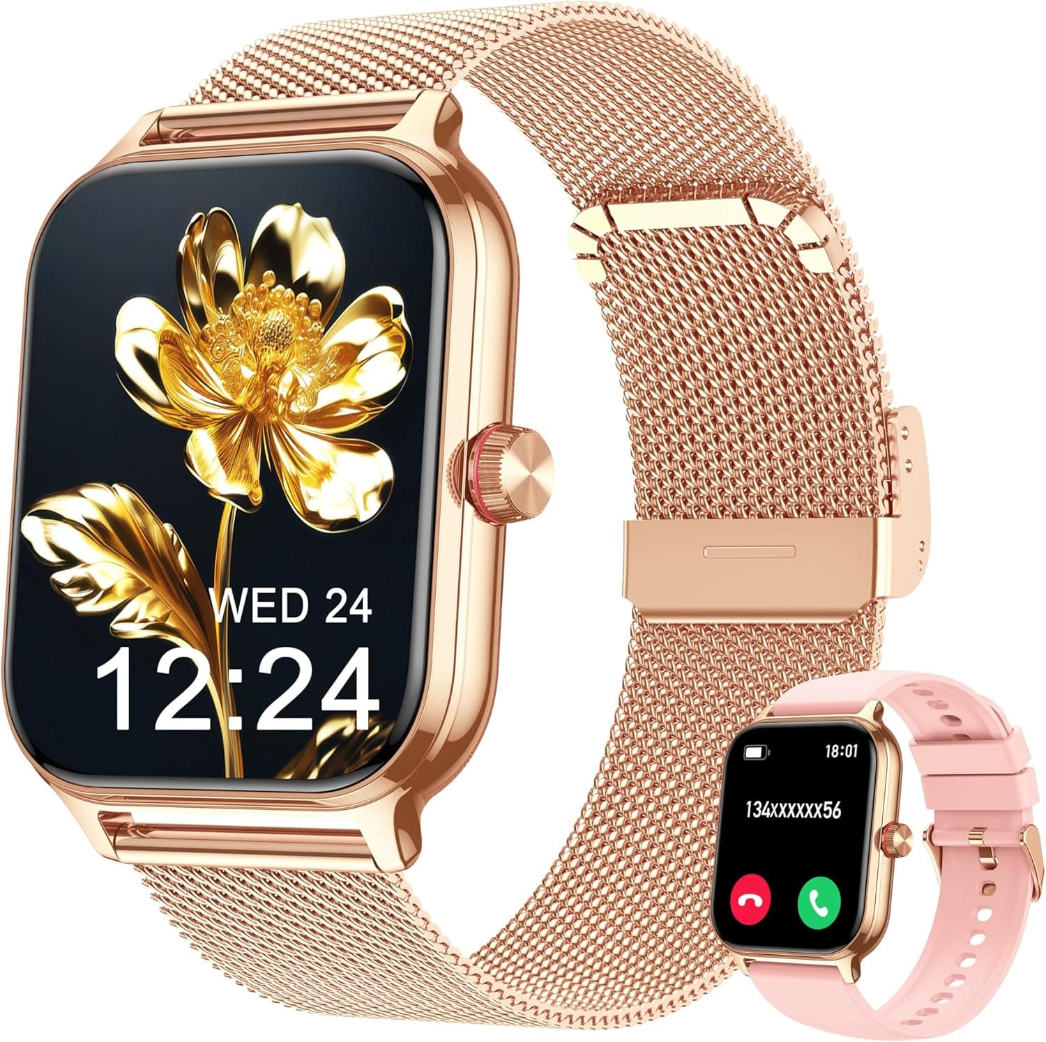 LODIMEKE Smartwatch Uomo Donna Chiamate Pressione Sanguigna Frequenza Cardiaca Sonno, 1.96'' AI Orologio 100+ modalità Sportive, IP67 Impermeabile Contapassi Sveglia Calcolatrice iOS Android